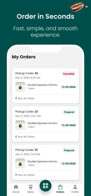 Bun Coffee app order screen